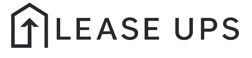 Lease Ups logo featuring a house icon and upward arrow, representing multifamily marketing services for apartment leasing.